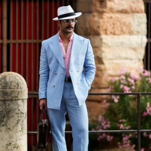 Men linen summer suit